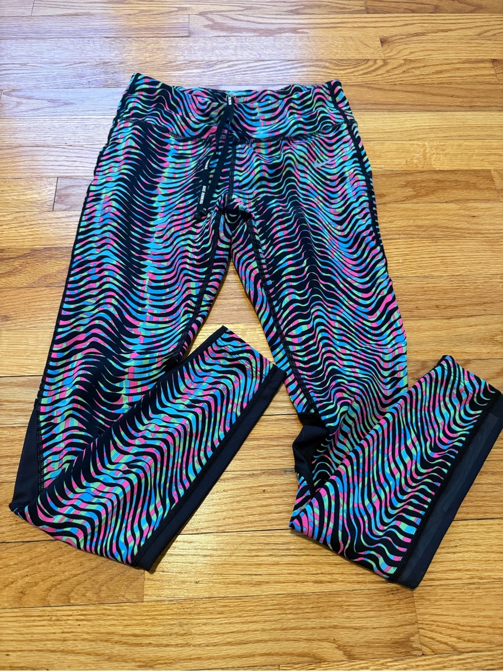 Nike Black Leggings with Multicolor Wave Print